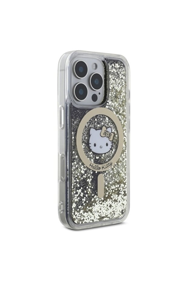 Case for iPhone 16 Pro, Hardcase Liquid Glitter, Hello Kitty - Black - 2