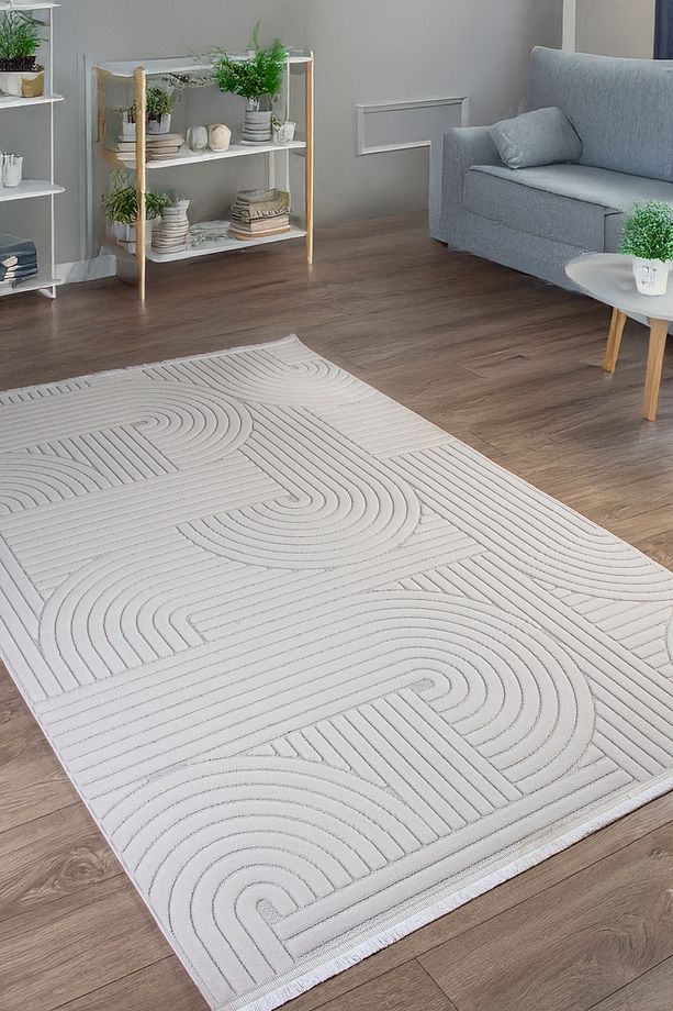 Krem Ekru Bohem İskandinav Modern Saçaklı Doğal Pamuk Taban Salon Koridor Çocuk Oturma Odası Halı - 1