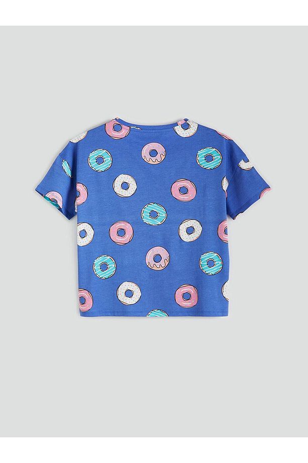 LCW Young Bisiklet Yaka Desenli Kadın Şortlu Pijama Takımı (S5) - 4