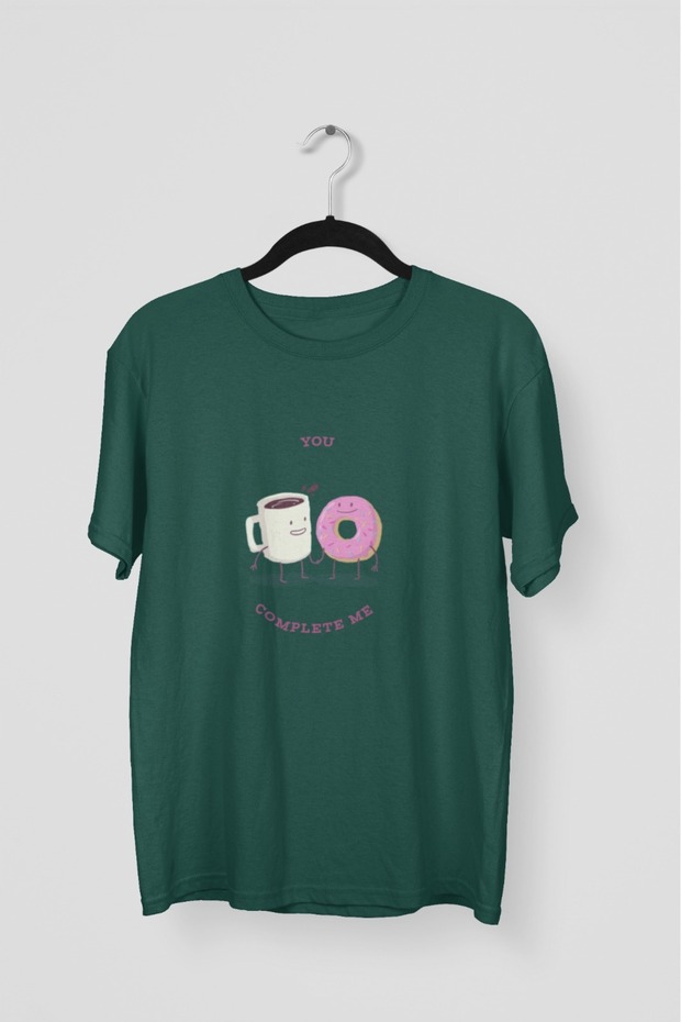 Men/Women -You Complete Me- Transfer Printed Round Neck Short Sleeve Tee
