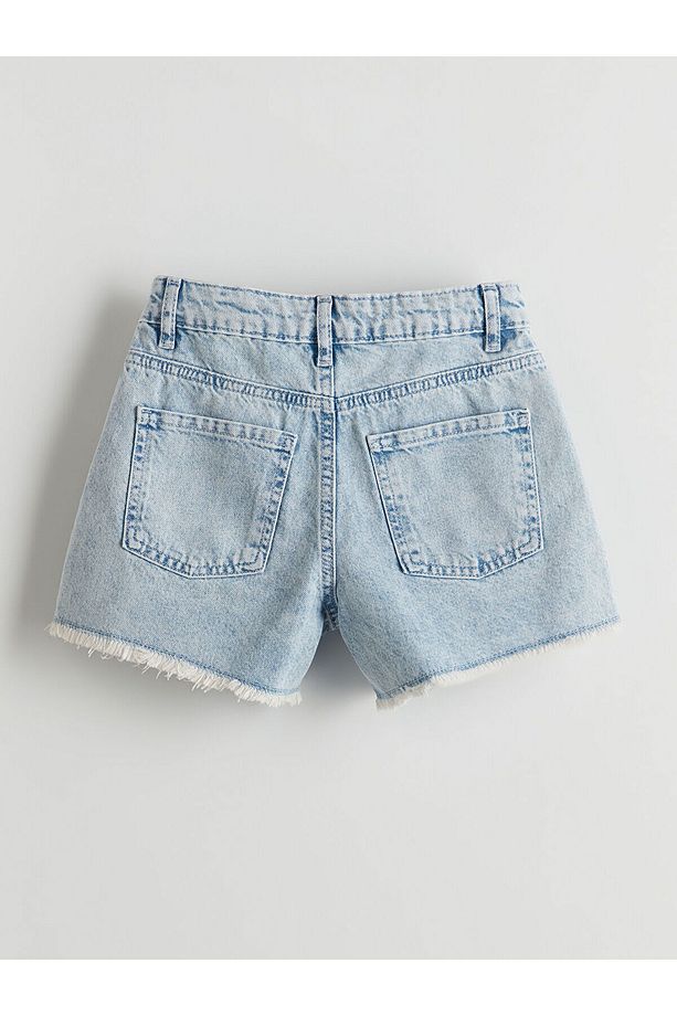 Beli Ayarlanabilir Lastikli Kız Çocuk Jean Şort - 2