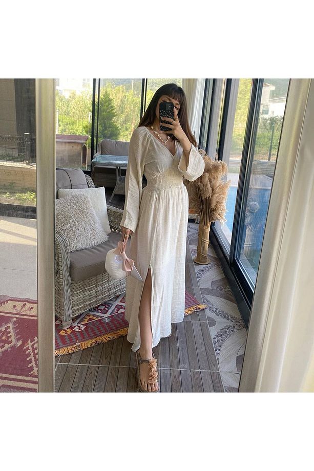 BOHO HAM KETEN ELBİSE - 2