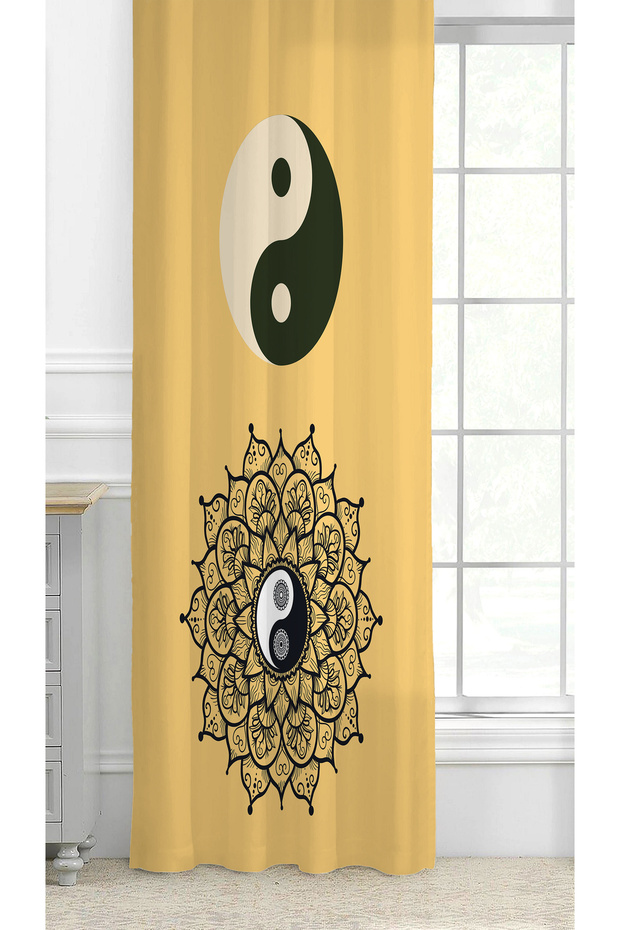 Yin Yang Mandala Felsefi Hippi İyilik İçinde Kötülük Kötülük İçinde İyilik (Tek Kanat) Fon Perde - 2