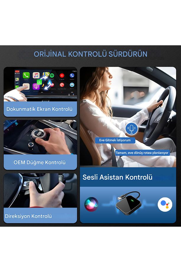 Carplay & Android Auto Kablosuz Adaptör 4GB RAM+64GB ROM Youtube Netflix Video Oynatma Kutusu Ai Box - 6
