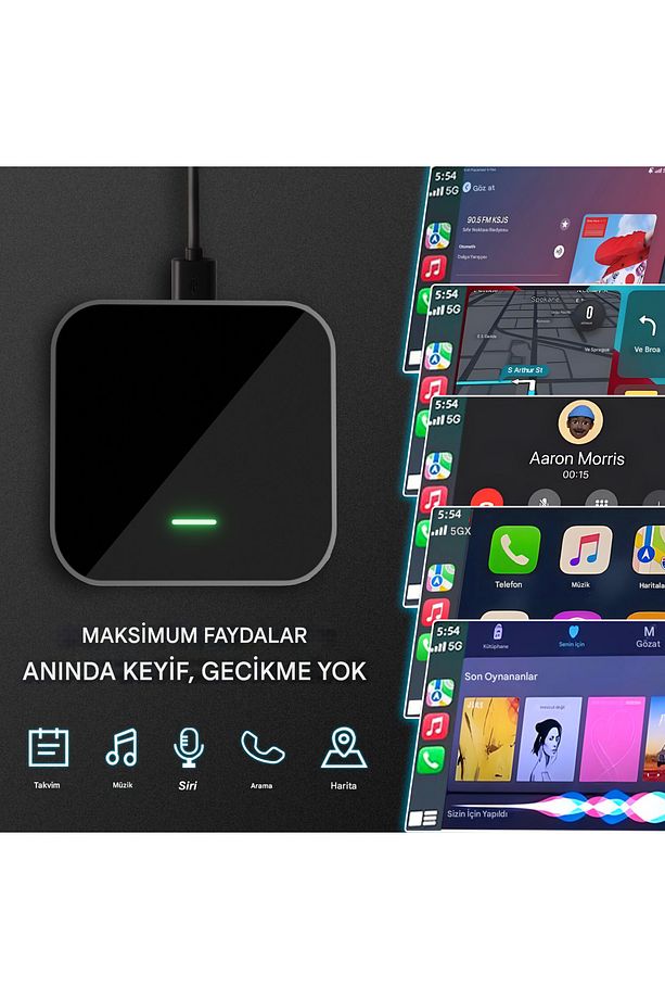 Carplay & Android Auto Kablosuz Adaptör 4GB RAM+64GB ROM Youtube Netflix Video Oynatma Kutusu Ai Box - 3