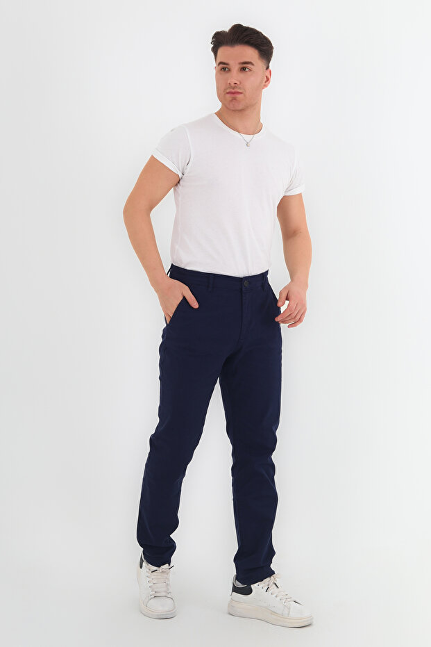 Lacivert Regular Fit Basic Chino Esnek Gabardin Pantolon TMNSS25PL00019 - 6
