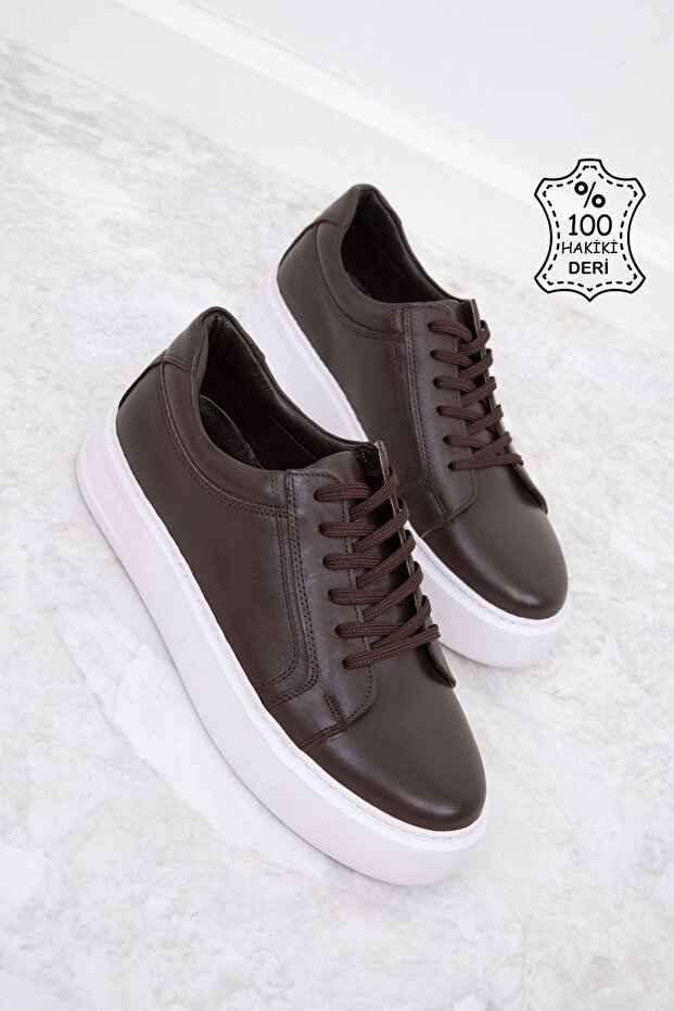 Valódi bőr férfi tornacipő - barna 20104 - 1