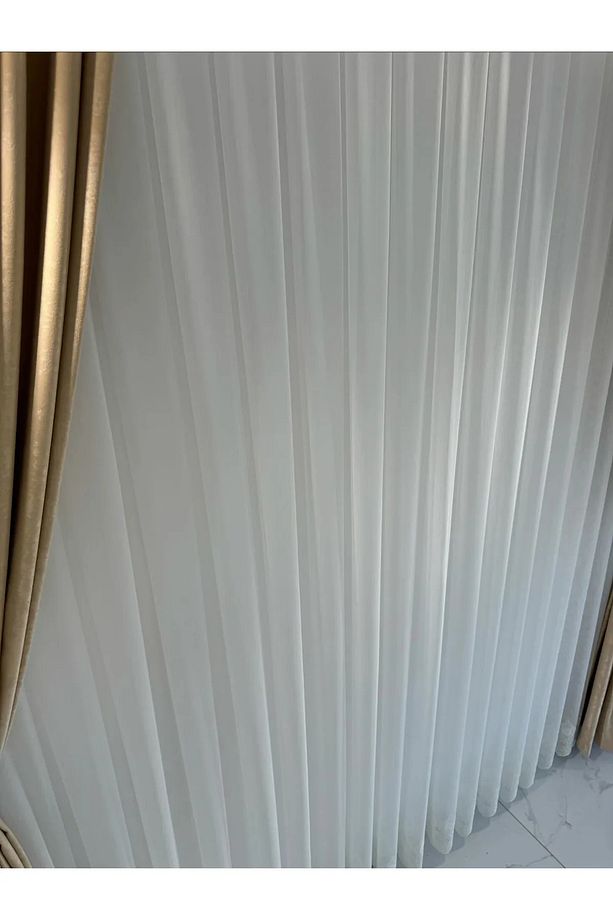 TÜL PERDE DÜZ ALTI DESENLİ KETEN SIK DOKUMA BORU PİLE 1/3 SIK PİLE - 3