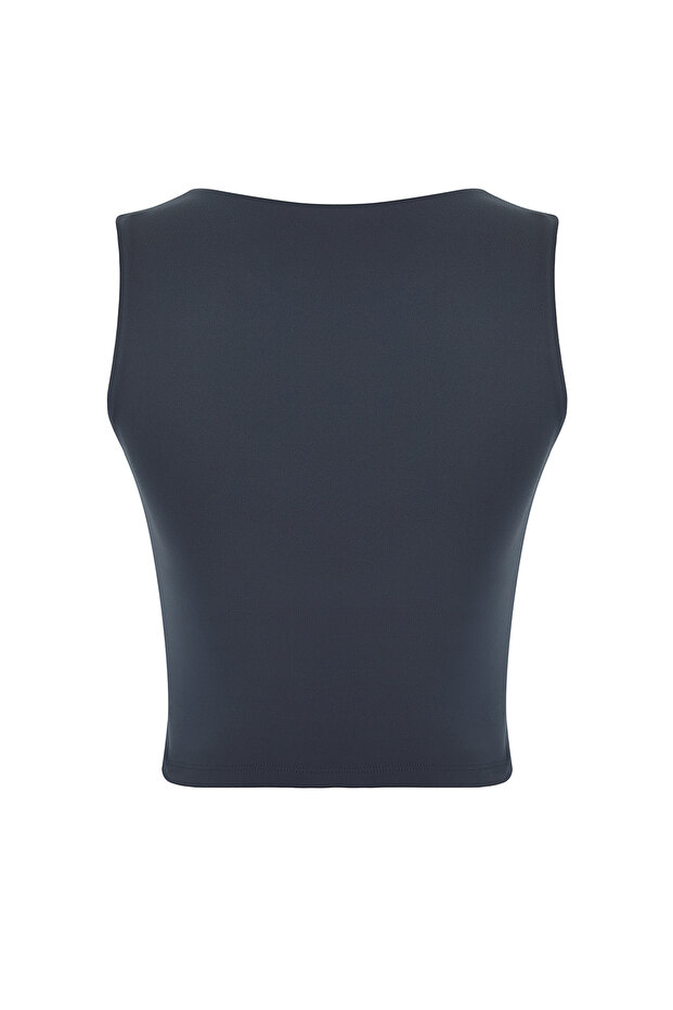 Antrasit Fırçalı Soft Kumaş 2 Katlı İçi Pedli Spor Sütyenli Örme Üst/Bluz THMSS25BZ00001 - 8
