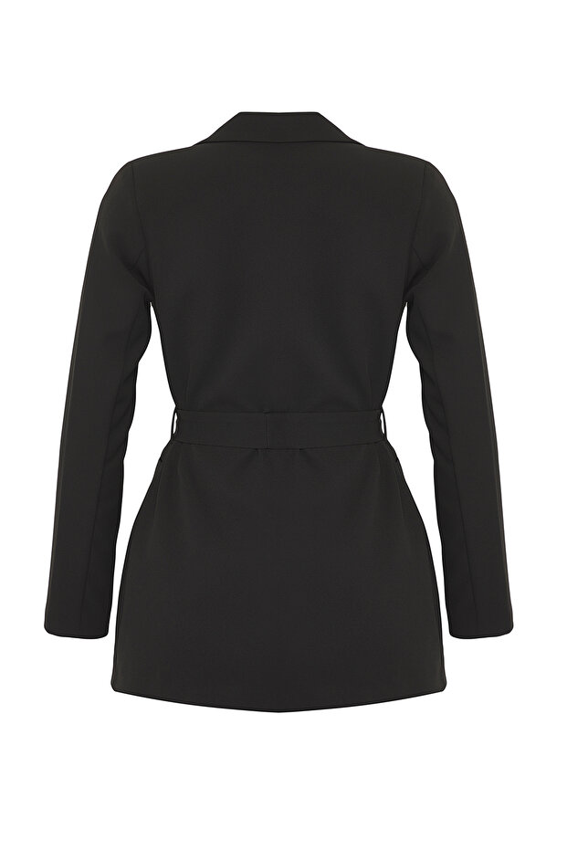 Siyah Regular Astarlı Dokuma Blazer Ceket TWOSS22CE0074 - 7