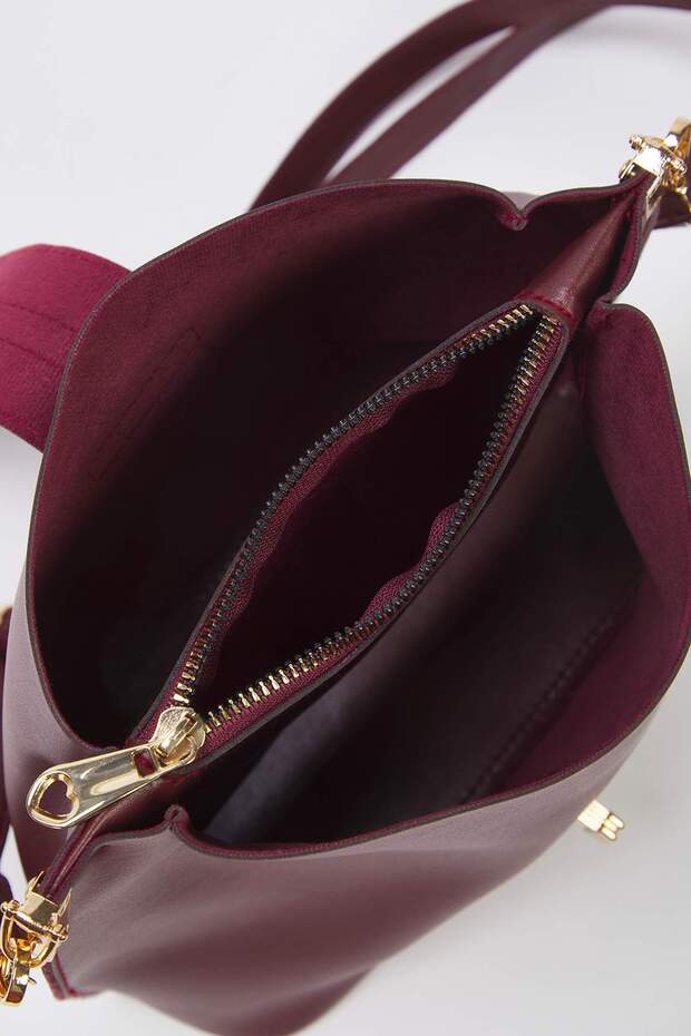 Bordowa regulowana torebka damska z krzyżowymi paskami Mini/Mała torebka miejska TAKSS25OC00046 - 7