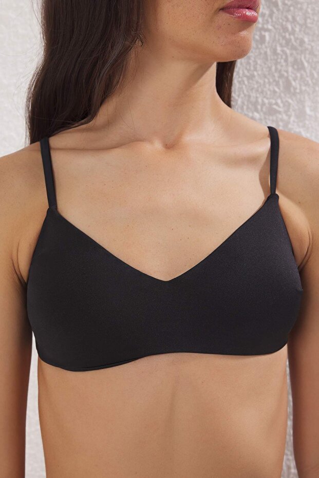 Siyah Bralette Kaplı Bikini Üstü TBESS25BU00069 - 3