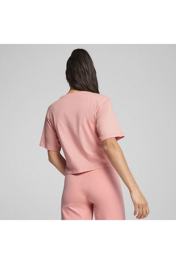 Essentials Cropped No 1 Logo Kadın Pembe Yuvarlak Yaka Tişört - 3