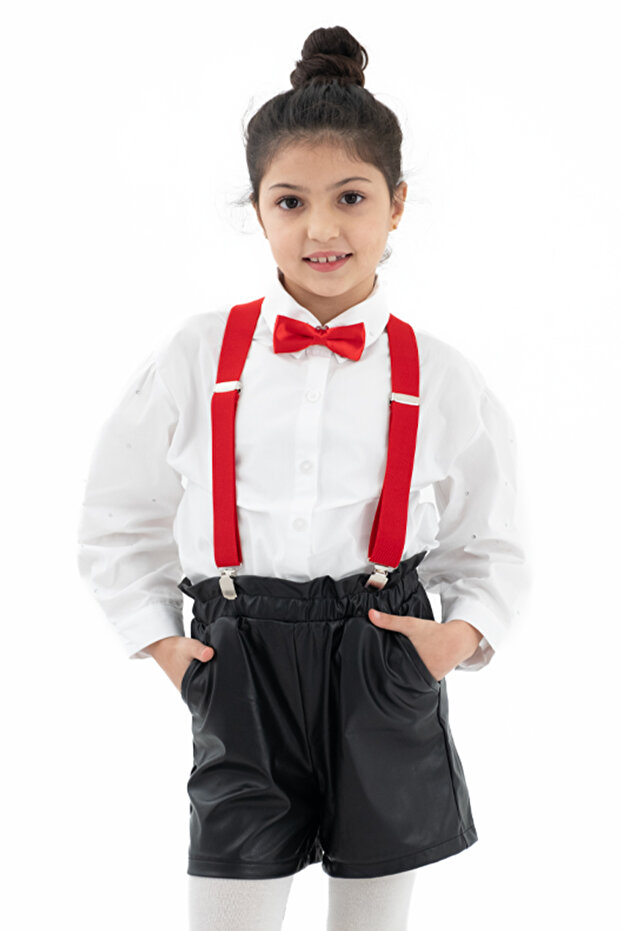 Unisex Çocuk Pantolon Askısı ve Papyon Seti - 3