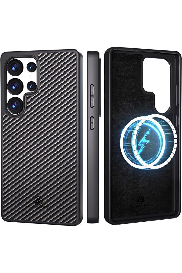 Real Carbon Fiber case for Galaxy S25 Ultra [MagSafe Compatible] Mil Grade - Matte Black