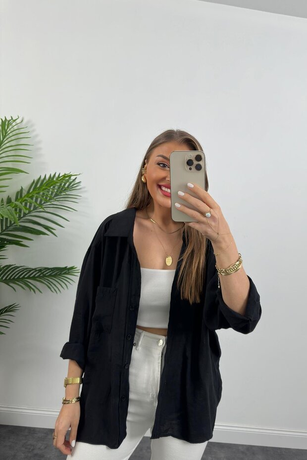 Basic Salaş Düşük Omuz Gömlek - 6