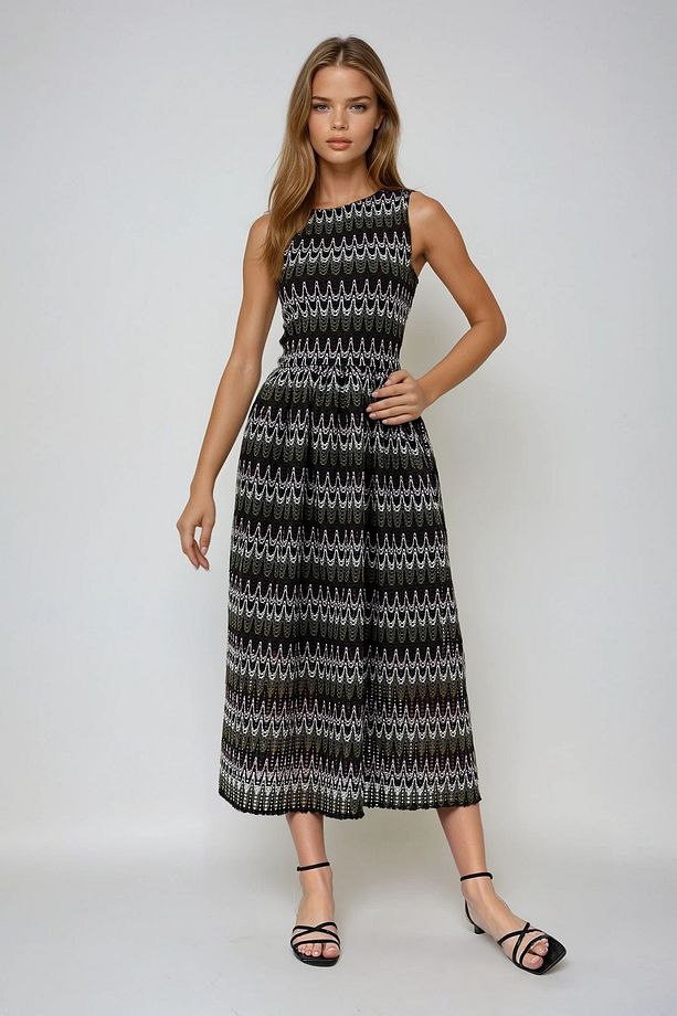 Kadın Haki Kalın Askılı Motif Işlemeli Astarlı Maxi Boy Elbise Prmx13461 - 2