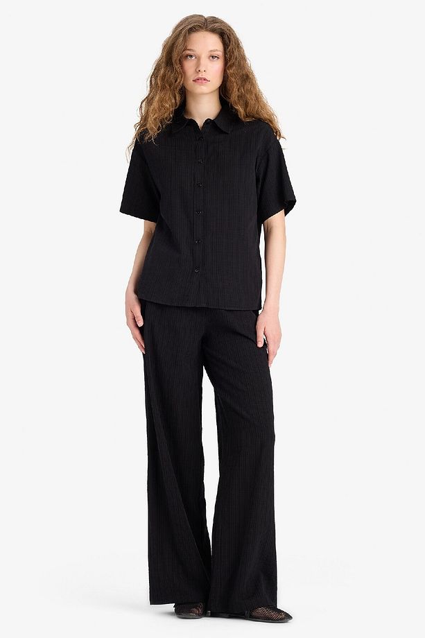 Oversize Geniş Kalıp Basic Düz Kısa Kollu Gömlek A9135AX25SM - 2