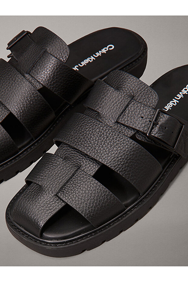Erkek Siyah Düz Sandalet - 6