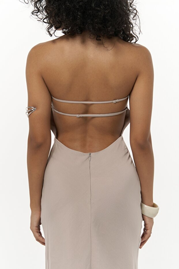 Loretta Sırt Dekolteli Vizon Uzun Elbise - 8