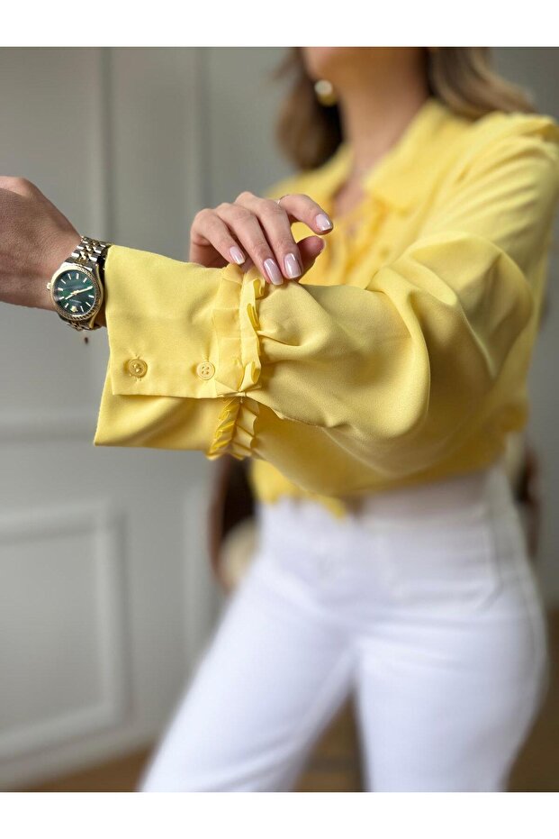 Sarı Volanlı Bluz - 7