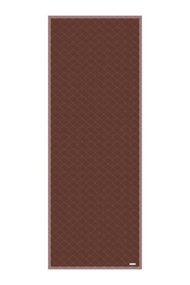 شال حريري بنمط حرف واحد فقط باللون البني - 4