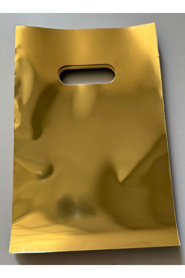 Hediye Poşeti Gold Metalize El Geçme 13x20 Cm 100 Adet - 2