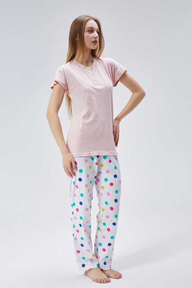 Mooncover Women's Pajama Set 100% Cotton Combed – Salmon