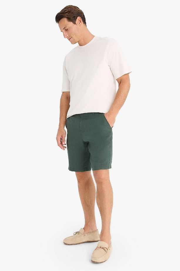 %100 Keten Regular Fit Yazlık Bermuda Şort D9931ax25sm - 3