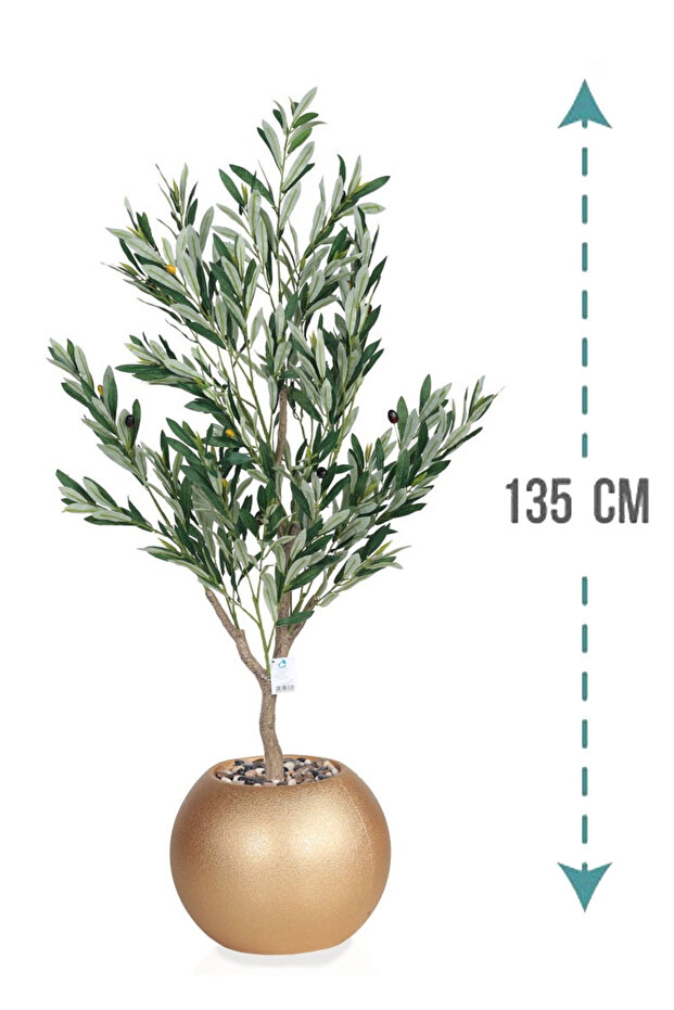 شجرة زيتون صناعية بمركن بلاستيك دائري - 2