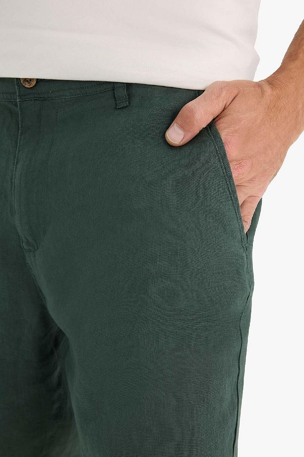 %100 Keten Regular Fit Yazlık Bermuda Şort D9931ax25sm - 6