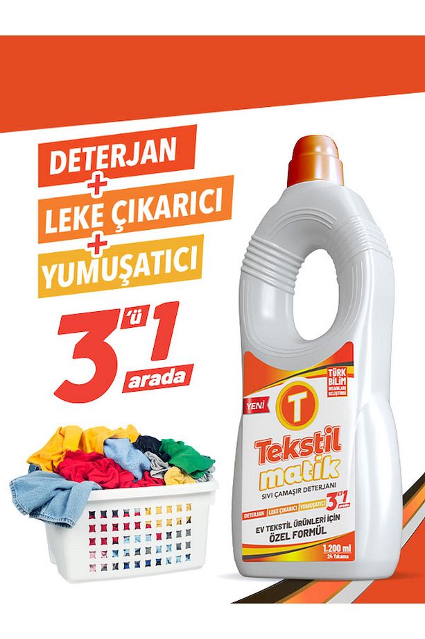 Ev Tekstili 3'ü 1 Arada Sıvı Vegan Çamaşır Deterjanı 1200 ml 2 Adet - 3