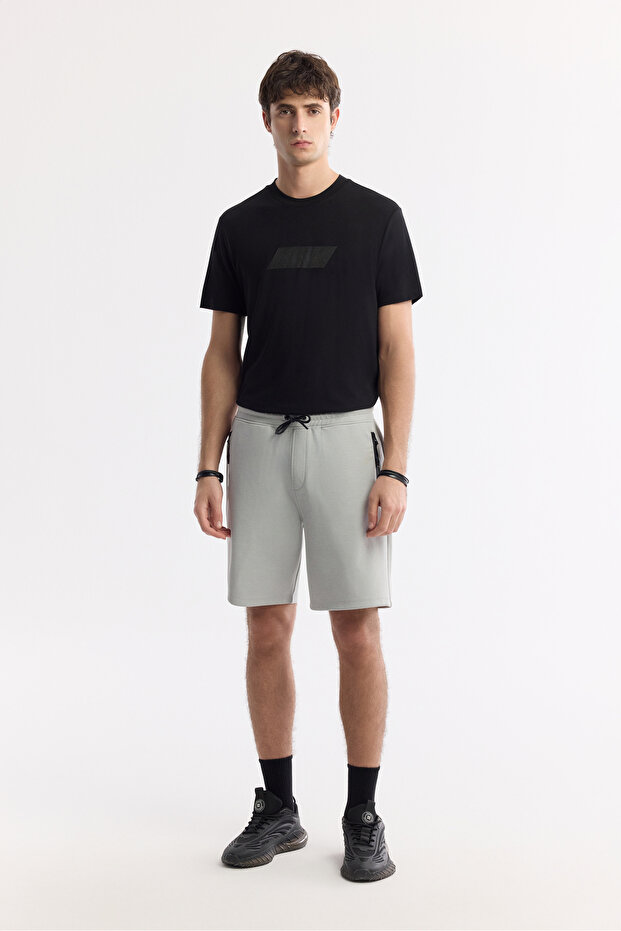 Erkek Regular Fit Gri Beli Lastikli Bağcıklı Bi-Stretch İnterlok Şort A51Y3631 - 5