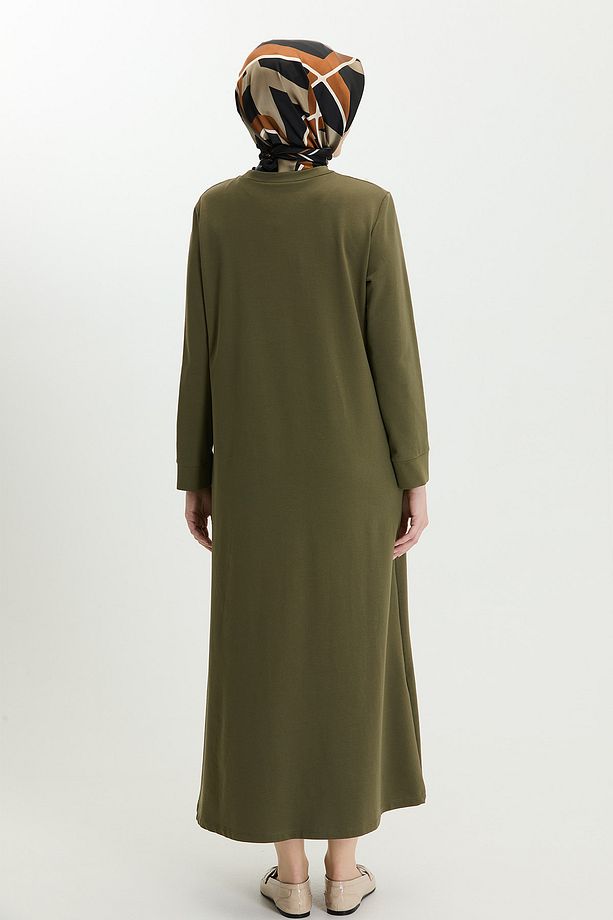 Çiçek Motifli Basic Elbise - 6