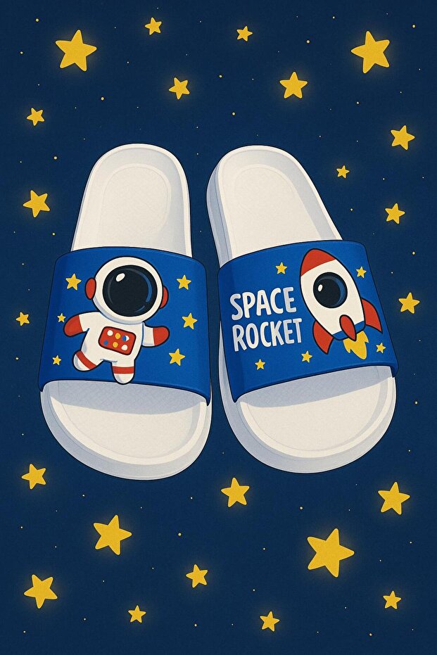 Anatomical Sole Non-Slip Sole Pool Sea Home Street Children's Slippers (Astronaut Pattern)