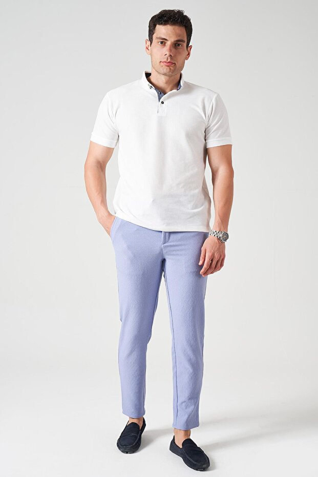 Men's Indigo Waist Half Elastic Gold Seersucker Pants