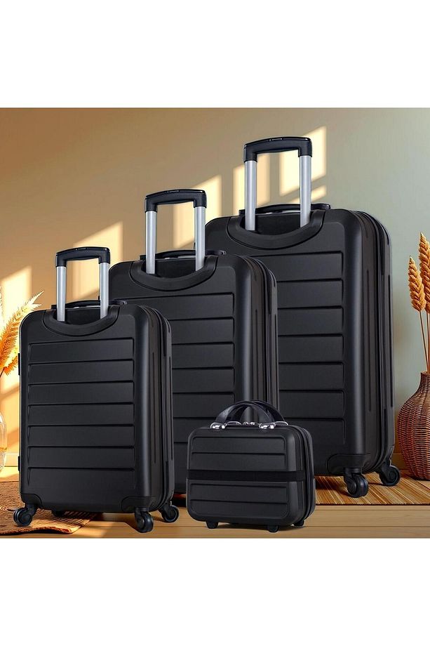 Ruby Abs Kabin Orta Büyük Ve Makyaj Boy Siyah 4'lü Travel Valiz Seti - 2