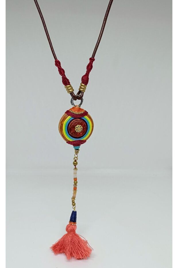Ethnic Design Tasseled Authentic Bohemian Leather Necklace No:13