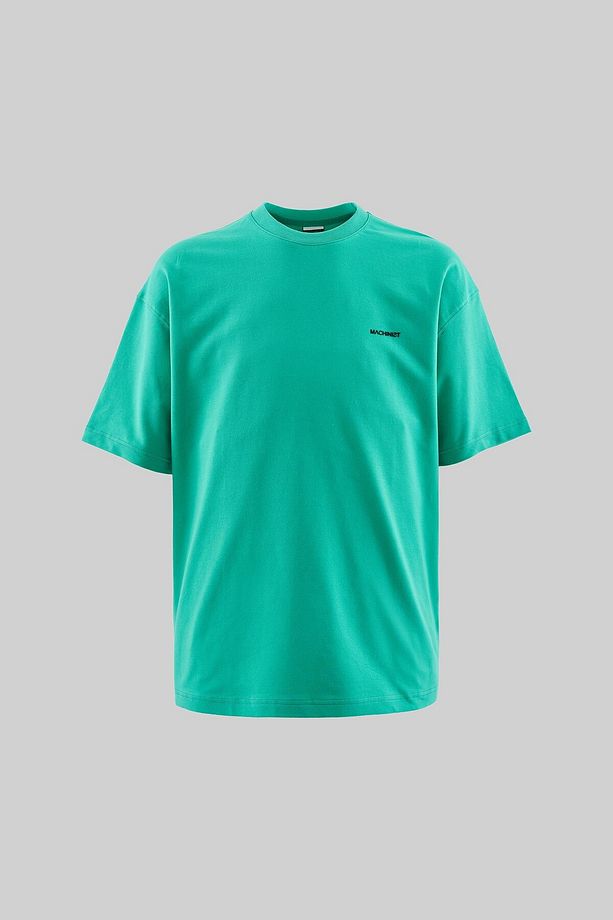 Erkek Solid Basic Pamuklu Oversize Yeşil Tişört - 1