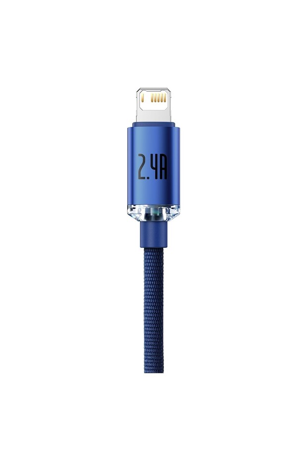 Crystal Shine Fast Charging 2.4A Lightning Kablo 1.2m-Mavi - 3