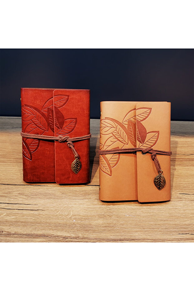 Leather Leaf Patterned Notebook Small Size - 1