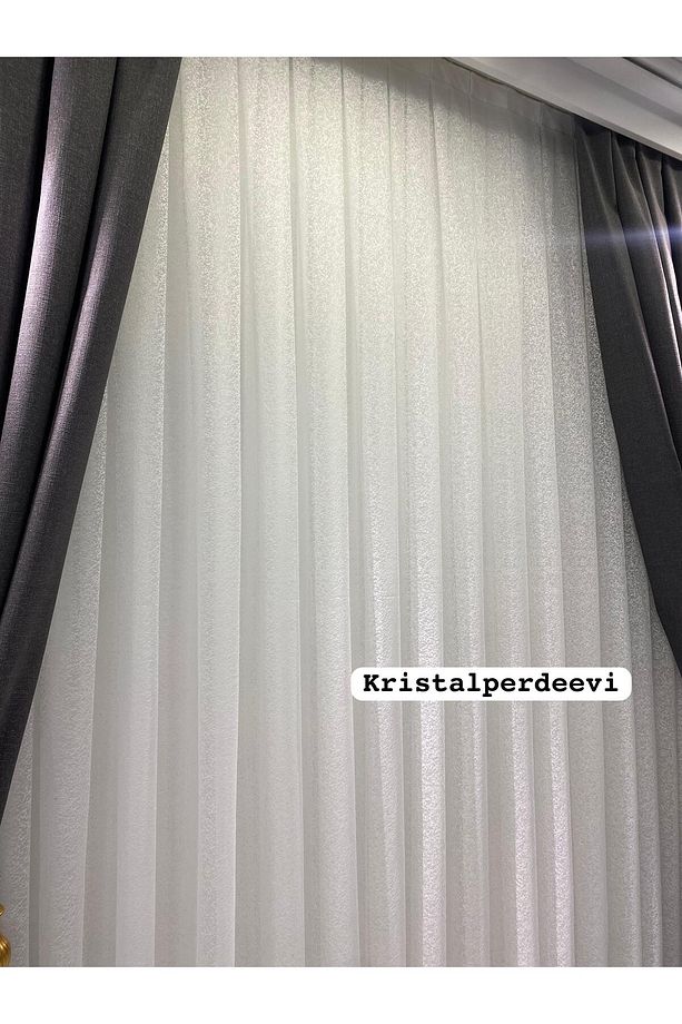 TÜL PERDE KUM DESENLİ ÖRME KUMAŞ 1/2,5 PİLELİ ORTA PİLE - 6