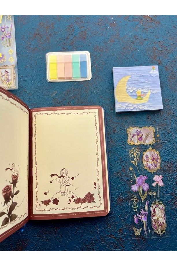 Özel Tasarım Küçük Prens 3 Parça (Defter+Post-it+İndeks) Mavi Set/ Index/ Post-it /Defter/ Yapışkanl - 7