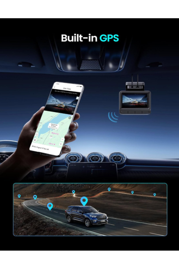 4K Ön ve Arka Dash Kamera, UHD 2160P+1080P Dash Kamera, 64 GB Kart Dahil, 5G 6 GPS, 3'' IPS Ekran - 3