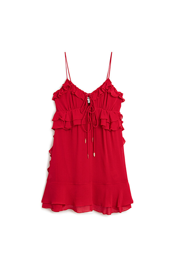 Fırfırlı mini elbise - 3