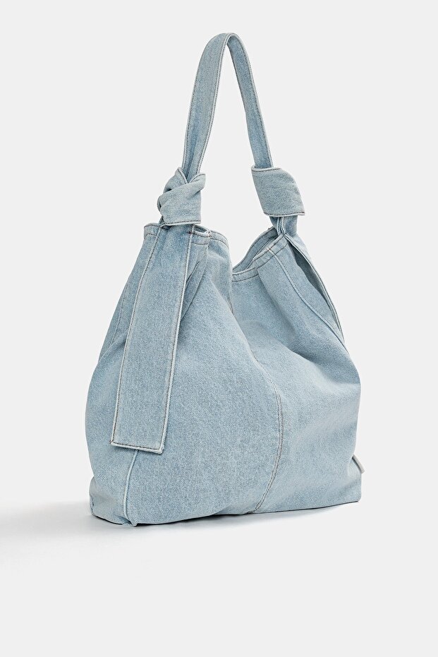 Denim tote çanta - 4