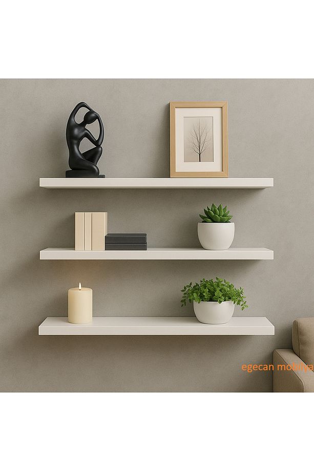 Uçan Duvar Rafı 3 lü Set Gizli Raf Dekoratif Duvar Rafı İskandinav Model Duvar Rafı - 1
