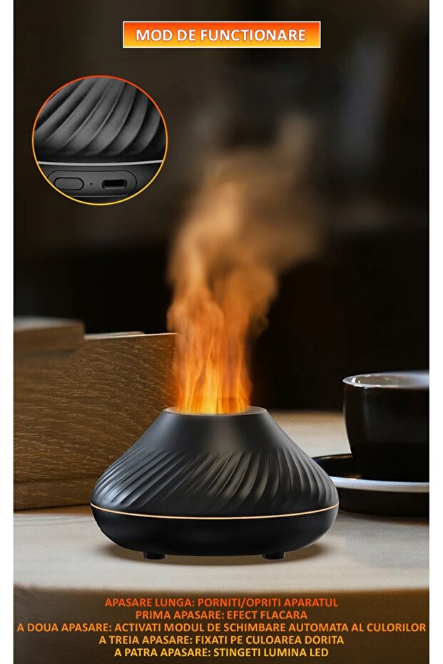Air Humidifier with Volcano Flame Effect Aromatherapy Diffuser, Lighting - 6