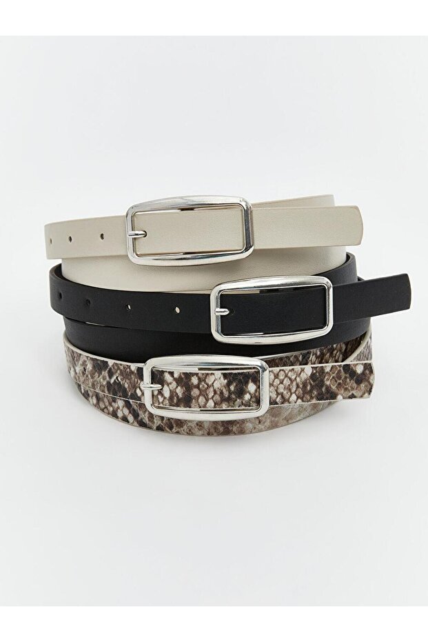 LCW ACCESSORIES Leather Look Women's Belt 3-Piece