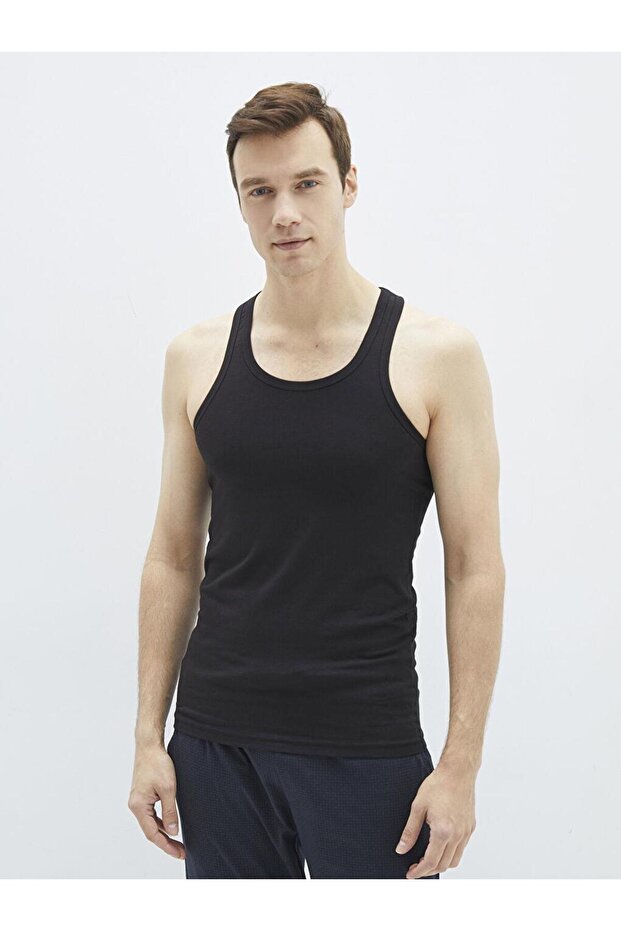 قميص داخلي رجالي من القطن الأساسي برقبة دائرية مكون من قطعتين (S2) - 3